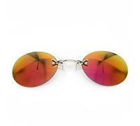 YAMEE Lunettes de soleil rondes rétro à clipser Matrix Morpheus Movie sans monture 4 couleurs, Orange, taille unique