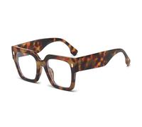 YAMEIZE Carré Surdimensionné Lunettes Anti Lumiere Bleue Femme Homme Transparente Lunettes Anti Fatigue Lunettes Gaming (Léopard clair)