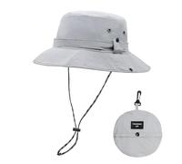 YAMEIZE Chapeau de Seau Imperméable UPF50+Bucket String - pour Femme Homme Chapeau Safari Protection UV avec Ajustable Chapeau de Pêche Plage Randonnée