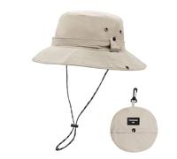 YAMEIZE Chapeau de Seau Imperméable UPF50+Bucket String - pour Femme Homme Chapeau Safari Protection UV avec Ajustable Chapeau de Pêche Plage Randonnée
