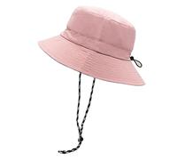 YAMEIZE Chapeau de Seau with String UV400 Buton - pour Femmes Hommes Réglable Wide Brim Imperméable à l'eau afari Hat Strap Beach Extérieur Chapau d'été pou