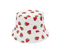 YAMEIZE Chapeau Seau Fraise pour Femme - Chapeau Fille Charlotte Aux Fraises Chapeau Seau Mignon Rose Plage été Extérieur