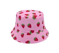 YAMEIZE Chapeau Seau Fraise pour Femme - Chapeau Fille Charlotte Aux Fraises Chapeau Seau Mignon Rose Plage été Extérieur