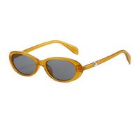 YAMEIZE Lunettes de Soleil Ovales Rétro pour Femmes Petites Lunettes de Soleil Ovales à la Mode des Années 90 Vintage Y2k Lunette Voyages Vélo UV400 (Marron Gris)
