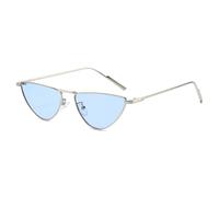 YAMEIZE Lunettes de Soleil Polygone pour Femmes et Hommes Monture Métallique Rétro Vintage Petites Années 70 Irrégulières Lunettes de Soleil (Bleu Argenté)