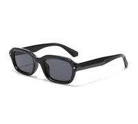 YAMEIZE Petites Lunettes de soleil Rectangulaires pour Femmes - Hommes Rétro des Années 90 Lunettes de soleil à Cadre Carré Tendance UV400 (Noir Gris)
