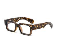 YAMEIZE Rectangulaire Lunettes Anti Lumiere Bleue - Femme Homme Transparente Lunettes Anti Fatigue Lunettes Gaming (Léopard clair)
