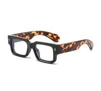 YAMEIZE Rectangulaire Lunettes Anti Lumiere Bleue - Femme Homme Transparente Lunettes Anti Fatigue Lunettes Gaming (Léopard Noir Clair)