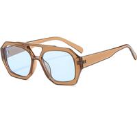 YAMEIZE Retro 70S Double Bridge Lunettes De Soleil - Pilot Pour Femmes Hommes Lu