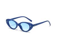 YAMEIZE Retro Cat Eyes Petites Lunettes de Soleil - Ovales pour Femmes Hommes Lunettes Ovales de Style Classique Nuances Vintage Protection UV400 Outdoor (Bleu Bleu)