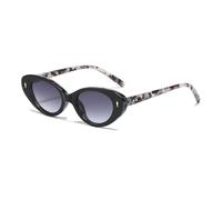 YAMEIZE Retro Cat Eyes Petites Lunettes de Soleil - Ovales pour Femmes Hommes Lunettes Ovales de Style Classique Nuances Vintage Protection UV400 Outdoor (L Noir-Gris dégradé)