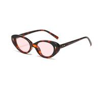 YAMEIZE Retro Cat Eyes Petites Lunettes de Soleil - Ovales pour Femmes Hommes Lunettes Ovales de Style Classique Nuances Vintage Protection UV400 Outdoor (Rose Léopard)