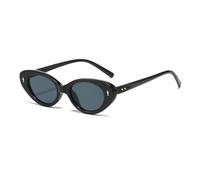 YAMEIZE Retro Cat Eyes Petites Lunettes de Soleil - Ovales pour Femmes Hommes Lunettes Ovales de Style Classique Nuances Vintage Protection UV400 Outdoor (Gris Noir)