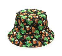YAMEIZE St. Patrick’s Day Chapeau à Vertes - Leaf pour Femmes Hommes Chapeau Irlandais Chapeau de pêcheur Vert Réversible à Double Usage Costume de Voyage Fête de la Plage