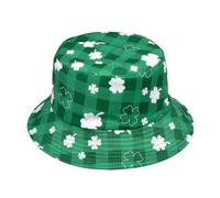 YAMEIZE St. Patrick’s Day Chapeau à Vertes - Leaf pour Femmes Hommes Chapeau Irlandais Chapeau de pêcheur Vert Réversible à Double Usage Costume de Voyage Fête de la Plage