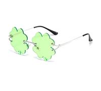 YAMEIZE St. Patrick’s Day Ireland Lunettes de Soleil - Vert Four Leaf Leprechaun costume Lunettes Cadre en Métal Femmes Hommes Party…