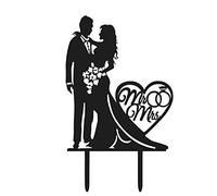 YAMI COCU Karen's Cake Toppers Décoration de gâteau de mariage Mr And Mrs en acrylique Noir