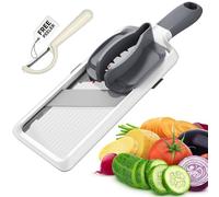 YAMJUG Mandoline à main multiple - Lame réglable en acier inoxydable, trancheuse de légumes avec prise en main confortable, caractéristiques de sécurité, facile à nettoyer, trancheuse pour fruits et