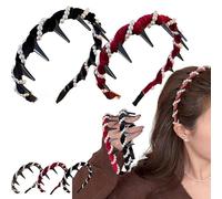 Yamloveme/Starburo Vintage High Cranium Artificial Pearl Hairband, Elegant Non Slip Pearl Vintage Headbands, Small Pearls Hair Accessories For Women And Girls (black+burgundy)