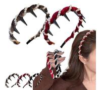 Yamloveme/Starburo Vintage High Cranium Artificial Pearl Hairband, Elegant Non Slip Pearl Vintage Headbands, Small Pearls Hair Accessories For Women And Girls (Brown+Burgundy)