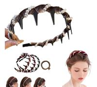 Yamloveme Vintage High Cranium Artificial Pearl Hairband, 2025 New Non Slip Pearl Headband With Teeth, Elegant Beaded Hair Band For Women Girls, Bling Bridal Hair Hoop For Wedding Party (Brown, 1pc)