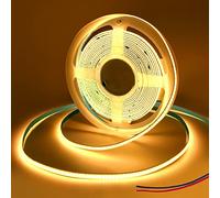 Yamlten DC 12V 5mm COB Ruban LED 3m 3000K Blanc Chaud 320LEDs/M pour Rétroéclairage TV, Ordinateur, Armoire, Chambre(Fil Seul