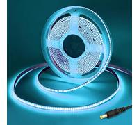 Yamlten Ruban LED COB DC 12V 3m,Bleu clair,320 LED,à intensité variable,Bande LED flexible pour rétroéclairage TV,armoire,chambre à coucher (L'alimentation électrique n'est pas incluse).