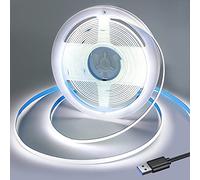 Yamlten Ruban LED COB DC 5V 1.5m,6000K Blanc froid,320 LED,à intensité variable,Bande LED flexible pour rétroéclairage TV,armoire,chambre à coucher (L'alimentation électrique n'est pas incluse).