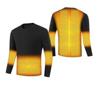 YAMNYSS Chemise De sous-Vêtement Chauffante, Chemise Thermique Électrique pour Hommes, Polaire Doublée, Chasse, Couche De Base Chauffante pour Le Travail en Plein Air,Noir,L