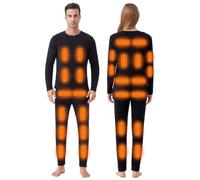 YAMNYSS Ensemble De sous-Vêtements Chauffants Électriques, Chemise Et Pantalon Thermiques pour Hommes Et Femmes, Ensemble Long Johns d'hiver pour Chasse Et Ski,Noir,S