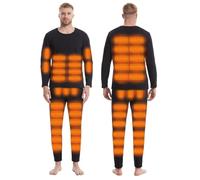 YAMNYSS Ensemble De sous-Vêtements Chauffants Électriques, Ensemble Thermique Long Johns avec Doublure Polaire pour Homme, Chemise Et Pantalon De Base Chauffants d'hiver,Noir,XS