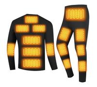 YAMNYSS Ensemble De sous-Vêtements Chauffants pour Hommes, sous-Vêtement Thermique Électrique Sport De Plein Air Chemise Et Pantalon Chauffants pour Le Ski À Moto,Noir,XL