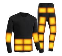 YAMNYSS Hommes Chauffés sous-Vêtements Thermiques Ensemble Chasse Chaud Long Johns Ensemble avec 22 Zones De Chauffage Électrique Chemise Chauffée Et Pantalon,Noir,XXL