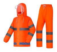 YAMNYSS Moto Ensemble De Pluie pour Hommes Femmes, 2-Piece Respirant Imperméable À l'eau Veste Et Pantalons en Plein Air De Travail Pluie Gear,Orange,L