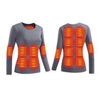 YAMNYSS sous-Vêtements Chauffants Femme Hauts 16 Zones Chauffantes Thermique Électrique Maillot De Corps pour Le Ski en Plein Air : Cyclisme, Randonnée,Gris,M