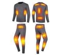 YAMNYSS sous-Vêtements Chauffants pour Hommes, Ensemble Long Johns Électriques Thermiques avec 16 Zones De Chauffage pour La Chasse, Le Ski Et La Moto,Gris,M
