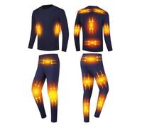 YAMNYSS sous-Vêtements Chauffants pour Hommes, Ensemble Long Johns Électriques Thermiques avec 16 Zones De Chauffage pour La Chasse, Le Ski Et La Moto,Bleu,M
