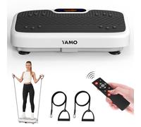 YAMO Plateforme Vibrante, 99 Niveaux d’Intensité & 5 Programmes Sport, Télécommande, Bandes de Résistance, Plaque Vibrante avec Écran LED, 150 KG Capacité de Charge