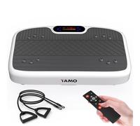 YAMO Plateforme Vibrante, 99 Niveaux d’Intensité & 5 Programmes Sport, Télécommande, Bandes de Résistance, Plaque Vibrante avec Écran LED, 150 KG Capacité de Charge