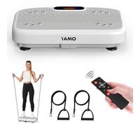 YAMO Plateforme Vibrante, 99 Niveaux d’Intensité & 5 Programmes Sport, Télécommande, Bandes de Résistance, Plaque Vibrante avec Écran LED, 150 KG Capacité de Charge