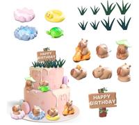 Yamobi 11Pcs Décorations de fête d'anniversaire Capybara,Décorations de gâteau Capybara,Accessoires de fête d'anniversaire Capybara pour la Douche de bébé Capybara Décorations de fête