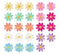 Yamobi 24 pièces de Patchs Fleurs à Repasser, doux écussons de marguerite pour vêtements, appliques à coudre, patchs de fleurs pour vêtements (4 x 4 cm)