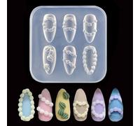 Yamobi 3D Gel Nail Art Zubehör mit Embossed Cream Chain Design,DIY Maniküre Gravur Vorlage mit 6 Mustern,Nail Art Silikon Gießformen für Nagelrelief-Kunstdesign