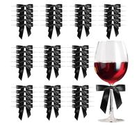 Yamobi Ensemble de Rubans Satin Noirs avec Liens Pivotants, 50 Pièces de Nœuds Précoupés pour Décorations Diverses et Projets DIY