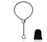 Yamobi Herz Slip Collier Chaîne Ajustable Collier En Acier Inoxydable Avec Anneau En O En Forme De Coeur, Chaîne Métallique En Noir, Pour Cadeau D'anniversaire Fille Femme Anniversaire Fête Des