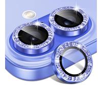 Yamobi Lot de 2 protections d'objectif pour iPhone 16/16 Plus, en verre blindé avec design à paillettes, robuste, en aluminium, résistant aux rayures, installation facile, convient avec coques (bleu)