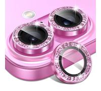 Yamobi Lot de 2 protections d'objectif pour iPhone 16/16 Plus, verre blindé avec design à paillettes, robuste, en aluminium, résistant aux rayures, installation facile, compatible avec coques