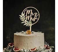 Yamobi Topper en Bois pour Gâteau de Mariage, Décoration de Gâteau avec Bel Emballage, Parfait pour Gâteaux de 6 à 8 pouces, Déco Mariage Mr & Mrs