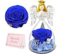 Yamonic Cadeau Femme Noel Rose Eternelle Ange Figurine en Verre Cadeau Maman Noel Fleur Eternelle,Ange Décoration Noel,Idee Cadeau Femme,Ange Gardien Cadeau Mamie,Cadeau Anniversaire Femme,Vraie Rose