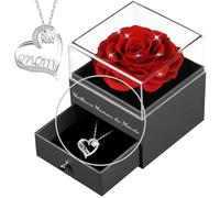 Yamonic Rose Éternelle avec Bijoux - Cadeau Original Fête des Mères, Meilleure Maman du Monde, Anniversaire, Grand-mère - Fleur Éternelle Rouge en Cristal